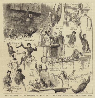 Bryllupet til kommissær Railton fra Frelsesarmeen i Exeter Hall av Sydney Prior Hall