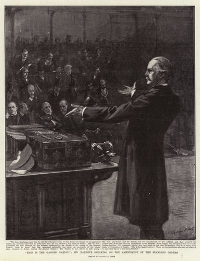 Dette er den kneblede nasjonen, herr Balfour som snakker om endringen av stående ordre av Sydney Prior Hall