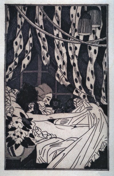 Erotikk: Giacomo Casanova (1725-1798) hever arkene for å tenke på sin nakne elskerinne, tidlig på 1900-tallet (radering) av Sylvain Sauvage