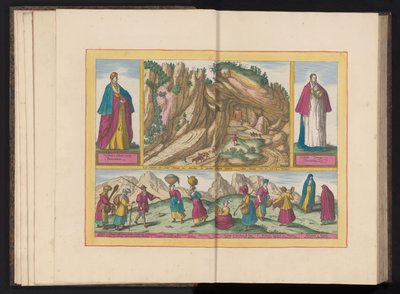 Landskap i Sierra de Sant Adrian i Biscaya og flere innbyggere fra Biscaya La Sierra de Sant Adrian en Biscaia (...) (tittel på objekt) av Symon Novelanus (possibly)