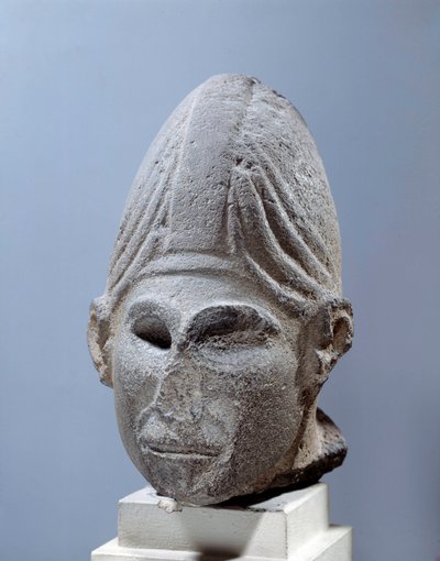 Østlig antikvitet: hode for syrisk gud. ca 2500 f.Kr. fra Djabboul, Syria. Paris, Louvre-museet av Syrian Syrian