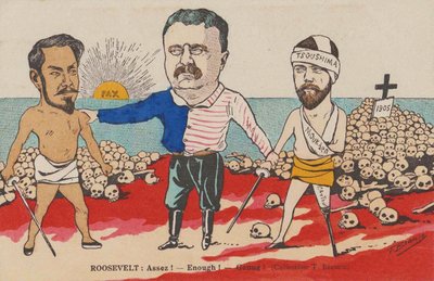 Roosevelt: Assez! - Nok! - Genug! En karikatur om Portsmouth-traktaten, 1905. av T. Bianco
