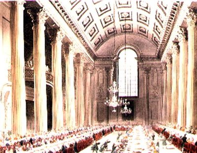 The Egyptian Hall, Mansion House, fra Ackermanns "Microcosm of London" av T. and Pugin A.C. Rowlandson