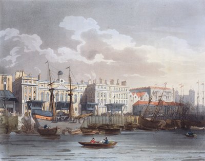 Custom House fra Themsen, fra Ackermanns 