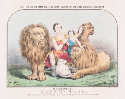 Løven og lammet skal ligge sammen og det lille barnet skal lede dem, ca. 1840 (akvarell på papir) av T. W. Strong