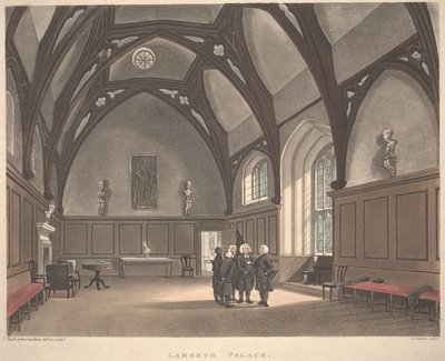 Lambeth Palace, gravert av Joseph Constantine Stadler (fl.1780-1812), utgitt 1808 (farget akvatint) av T. and Pugin A.C. Rowlandson