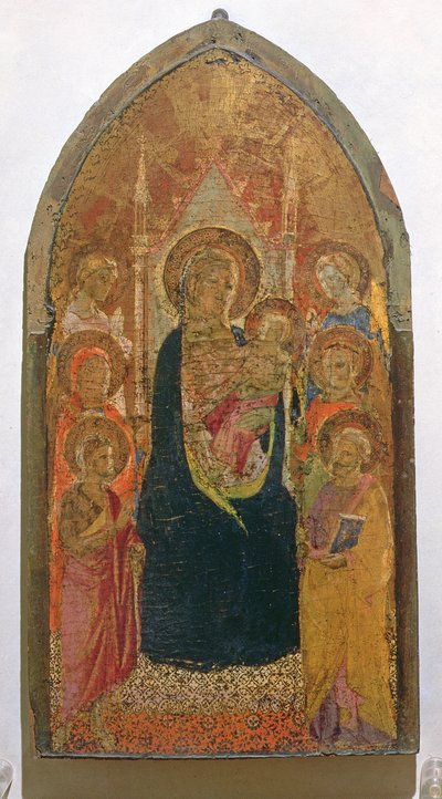 Madonna og barn med hellige (tempera på panel) av Taddeo Gaddi