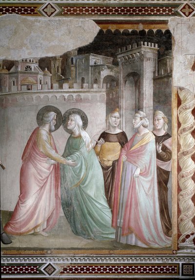 Møtet mellom Anne og Joachim ved Doree-døren (detalj) - freskomaleri, ca. 1327 av Taddeo Gaddi