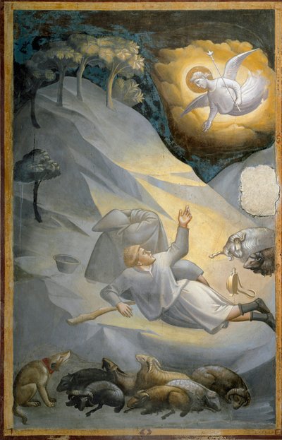 Bebudelsen til hyrdene, fra syklusen av Jomfruens liv (fresco av Taddeo Gaddi