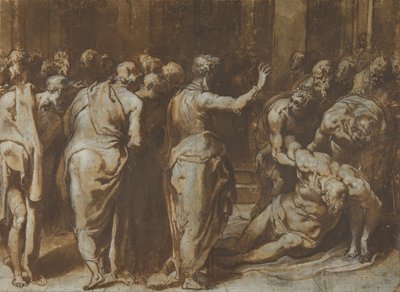 Saint Paul gjenoppretter Eutychus til liv, 1529-66. av Taddeo Zuccaro