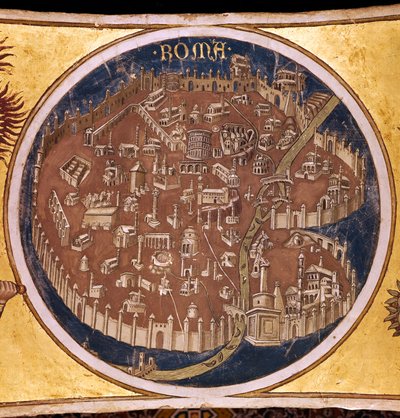 Perspektivkart over Roma med antikkens monumenter, 1414 av Taddeo di Bartolo