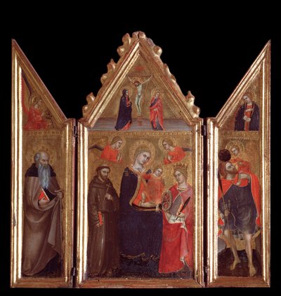 Jomfru med barn og helgener - tempera på tre av Taddeo di Bartolo