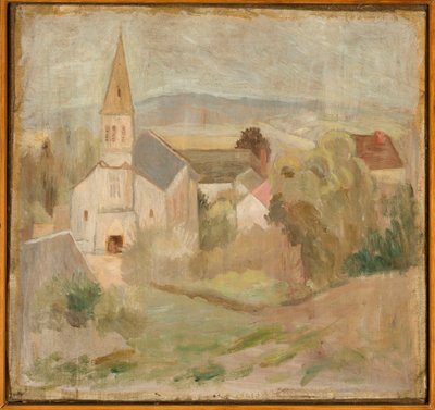 Landskap med en liten kirke (La Comelle) av Tadeusz Makowski