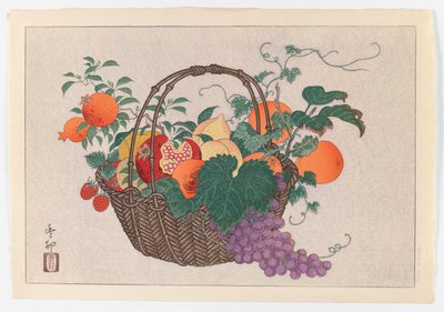 Stilleben med fruktkurv, ca. 1930 (trykk) av Taisu Taisu