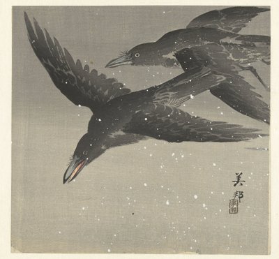 Kråker i snøen av Takahashi Biho