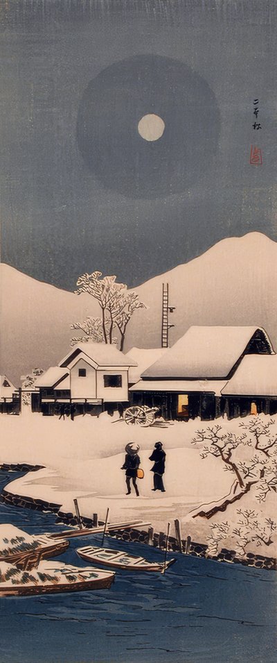 Snø ved Nipponmatsu av Takahashi Hiroaki