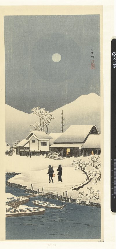 Snølandskap i måneskinn Nihonmatsu (tittel på objekt) av Takahashi Hiroaki