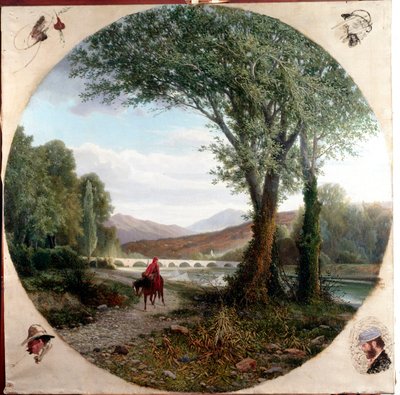 Dante en hest løper langs elven Entella eller passasjen Illustrasjon av skjærsilden i "" La divina commedia "" (La guddommelig komedie) av Dante Alighieri (1265-1321) Maleri av Tammar Luxoro (1824-1899) Før 1865 Genes, Civica Galleri for moderne kunst av Tammar Luxoro