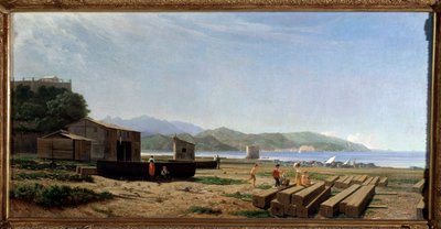 Utsikt over La Spezia-bukten, Italia (olje på lerret av Tammar Luxuro