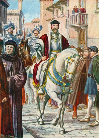 Cosimo I med sine spanske og tyske vakter som alltid fulgte ham av Tancredi Scarpelli