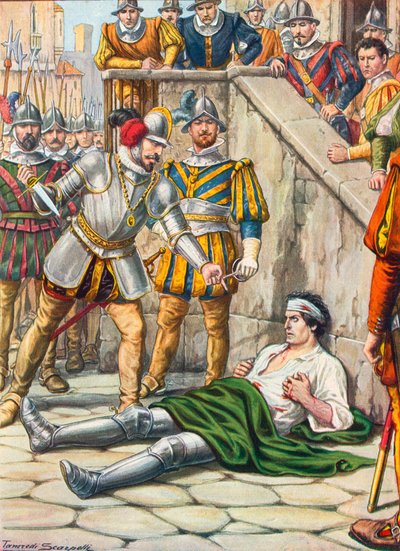 Francesco Ferrucis død etter slaget ved Gavinana, 3. august 1530 av Tancredi Scarpelli