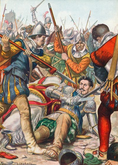 Gaston de Foix døde i slaget ved Ravenna i 1512 av Tancredi Scarpelli