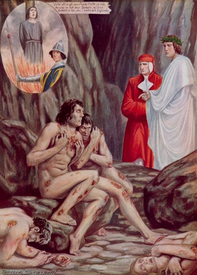 Illustrasjon for Dantes guddommelige komedie av Tancredi Scarpelli