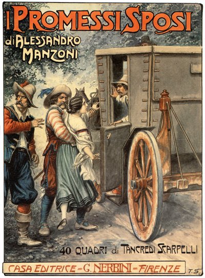 Illustrasjon til omslaget Elskerne av Alessandro Manzoni (1785–1873), ca. 1930 (trykk) av Tancredi Scarpelli