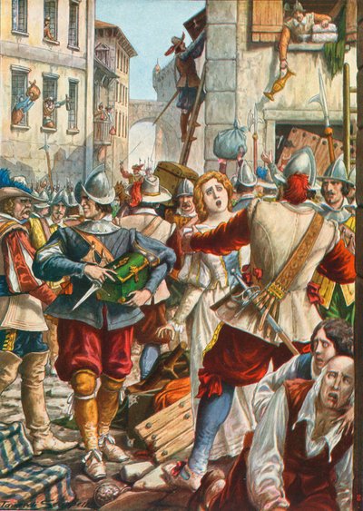 Mantua ble angrepet av østerrikerne i 1630 av Tancredi Scarpelli