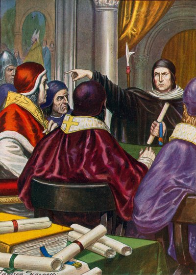 Roland av Parma bringer et brev til pave Gregor VII fra Henry IV, den hellige romerske keiseren av Tancredi Scarpelli