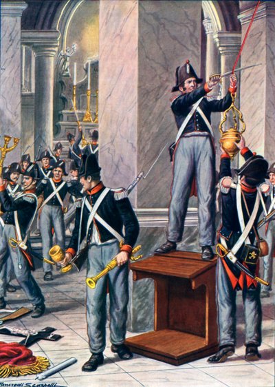 Plyndringen av Cesena av pavelige soldater, 1832 av Tancredi Scarpelli