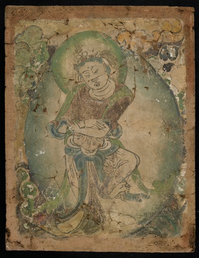 Dansende figur, Kizil, Xinjiang-provinsen, 600-800 (pigment på stukkatur) av Tang Dynasty Chinese School