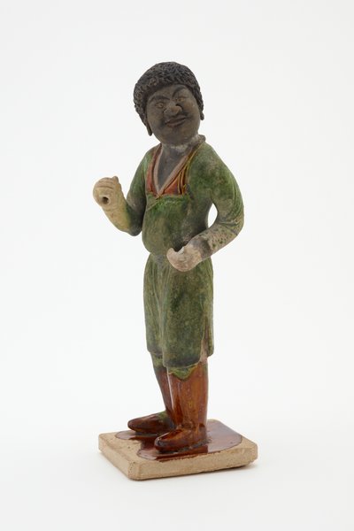 Groom, ca. 700-750 (keramikk med bly-silikatglasur og malte detaljer) av Tang Dynasty Chinese School