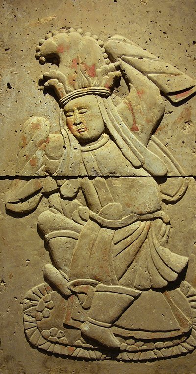Stele som skildrer en musiker (terrakotta) av Tang Dynasty Chinese School