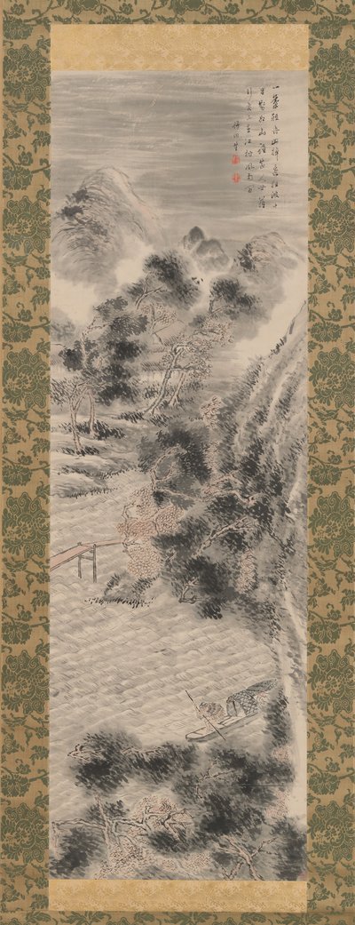 Regnstorm over en elvelandsby, sent på 1700- og tidlig på 1800-tallet. av Tanomura Chikuden