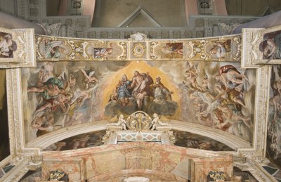 Kristus i herlighet med den hellige Gaudentius og i erken Sakarja, Moses og kong David av Tanzio da Varallo