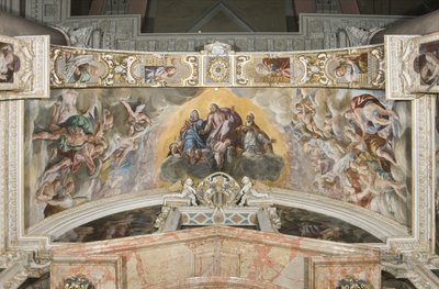 Kristus i herlighet med den hellige Gaudentius og i erken Sakarja, Moses og kong David av Tanzio da Varallo