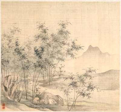 En enslig kran i bambuslunden, tidlig på 1600-tallet. av Tao Hong