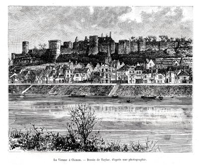 Chinon og Vienne-elven, Frankrike, 1800-tallet av Taylor