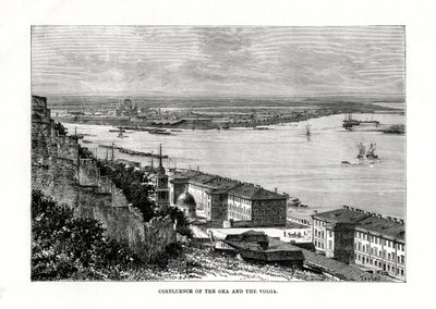 Sammenløpet av Oka og Volga, Russland, 1879 av Taylor