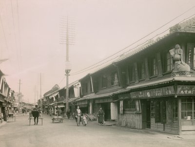 En handlegate i Motomachi-distriktet i Kobe, cirka 1900–1915 (fotografi) av Teijiro Takagi