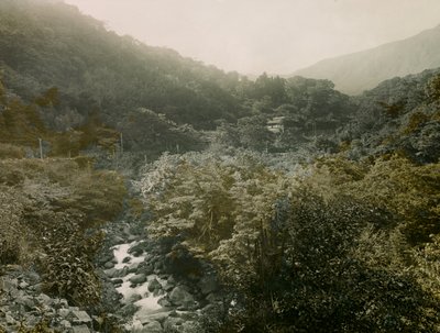 Utsikt over landsbyen Miyanoshita i Hakone-fjellene, cirka 1900–1915 (fotografi) av Teijiro Takagi