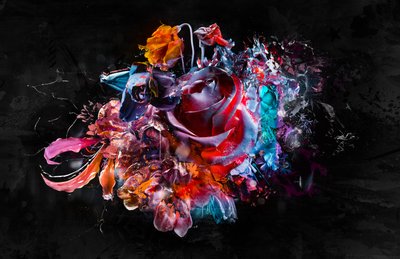 BOUQUET XVI, 2018 (blandet media på lerret) av Teis Albers