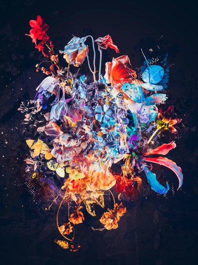 Bouquets XVII, 2018 (blandet media på lerret) av Teis Albers