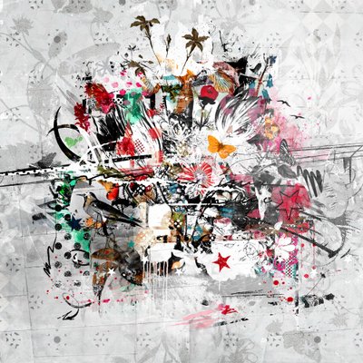 Alt på en gang, 2014 (Collage on canvas) av Teis Albers