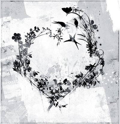 Flower Heart, 2015 (blandet media på lerret) av Teis Albers