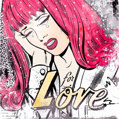 For Love, 2014 (blandet media på lerret) av Teis Albers