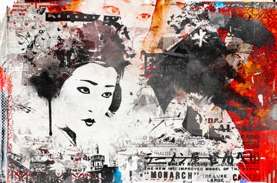 Modern Geisha, 2014 (blandet media på lerret) av Teis Albers