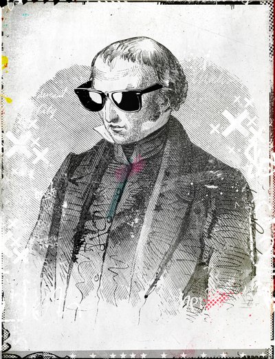 Mr. solbriller, 2015 (Collage on canvas) av Teis Albers