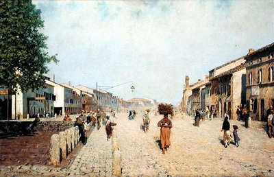 En gate i Ravenna i forstaden Porta Adriana av Telemaco Signorini